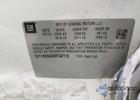 2013 Chevrolet Malibu 1Lz z USA, uszkodzony, nr VIN 1G11H5SA0DF342110